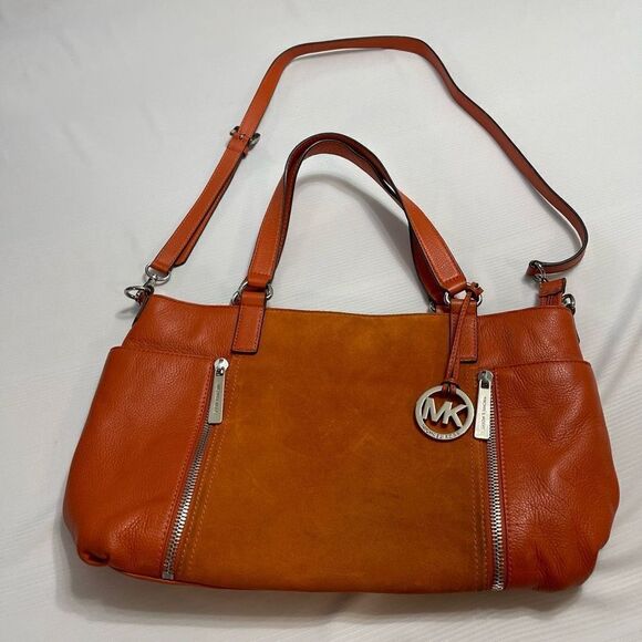 Michael Kors Orange Suede Leather Purse Handbag - Picture 1 of 16
